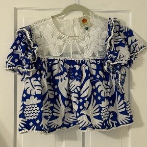FARM Rio Blue and White Blouse